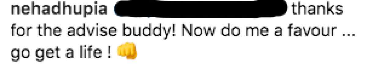 Neha Dhupia Hits Back At Troller For Rakhi Advice 3 neha troller