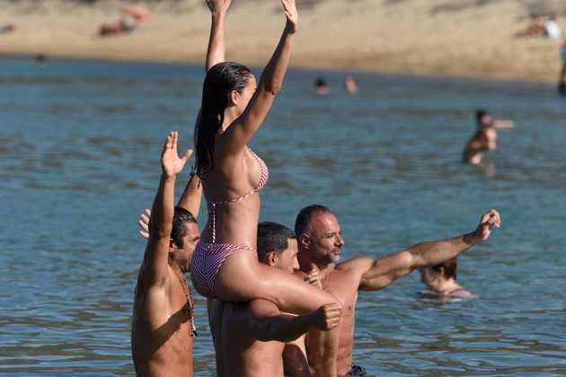 Amy Jackson Enjoying in Bikini at the Beach Photos 11