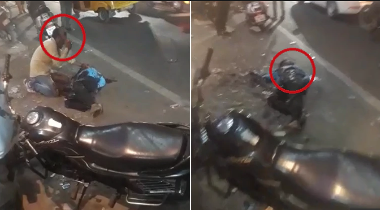 Another Broad Daylight Murder In Hyderabad, Onlookers Film Act 1 man kills hyderabad auto driver