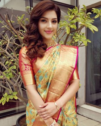 Mehrene Kaur Pirzada Looking Beautiful In Saree 2