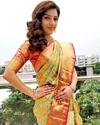 Mehrene Kaur Pirzada Looking Beautiful In Saree 3