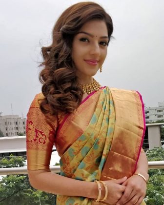 Mehrene Kaur Pirzada Looking Beautiful In Saree 5