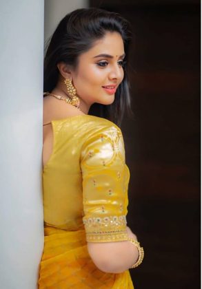 Sreemukhi in half Saree2