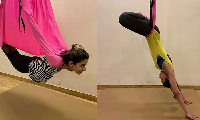 Fans go gaga over Rakul Preet aerial yoga 2 rakul preet singh aerial yoga