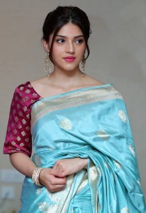 Mehrene Kaur Pirzada Looking Beautiful In Saree 3