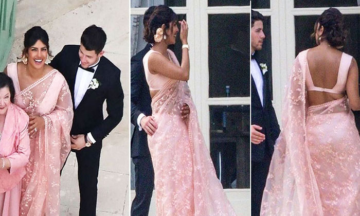 Priyanka's pink saree steals the show! 1 priyanka chopra pink saree