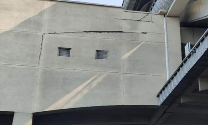 Image result for Will this visible crack make Uppal Metro Station to collapse?