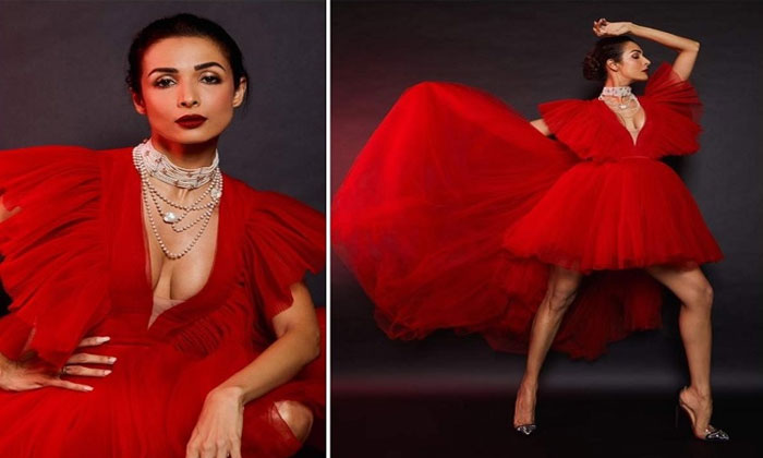 Malaika Arora red gown