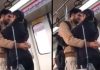 మెట్రో రైల్లో ముద్దుల్లో మైమరచిన జంట!