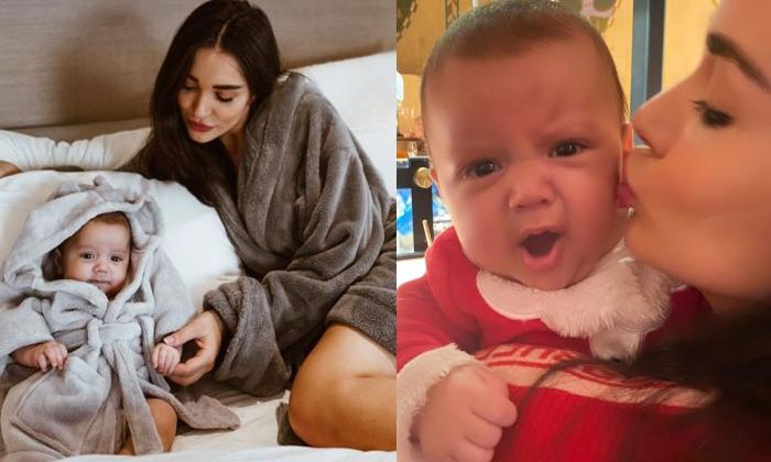 Amy Jackson with son