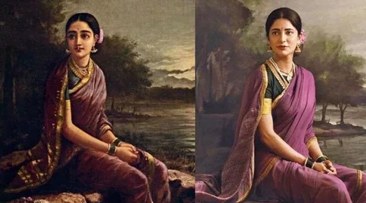 రవి వర్మ పెయింటింగ్ పోటీ పడుతున్న అందాలభామలు.. వైరల్ 1 6 3