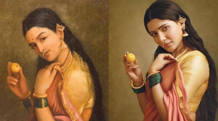 రవి వర్మ పెయింటింగ్ పోటీ పడుతున్న అందాలభామలు.. వైరల్ 2 6a 1