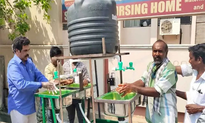 Mobile hand wash set up for slums in Andhra 1 andhra mobile hand wash