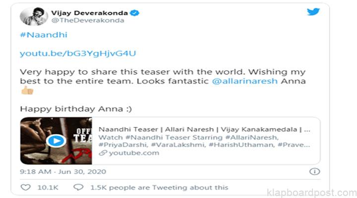 Naandhi teaser: Celebs hail Allari Naresh's 'new avatar' 4 Vijay Naandhi