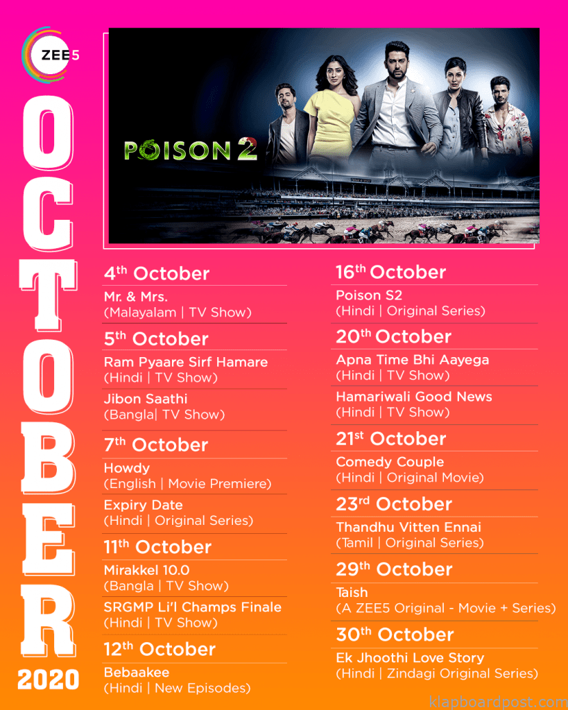 Zee5 Global October Lineup