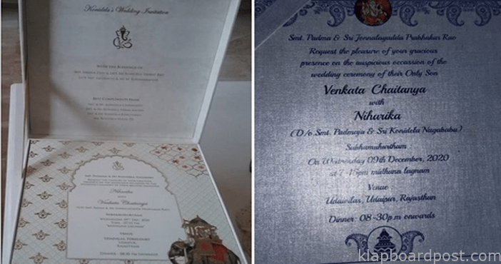 నిహారిక వెడ్డింగ్ కార్డు వైరల్ 2 Niharika Wedding Card
