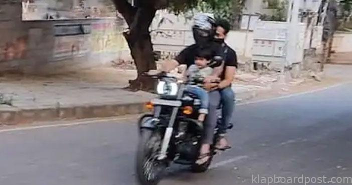 బైక్ పై కొడుకుతో ఎన్టీఆర్.. ఫొటో వైరల్ 1 Junior ntr bike rides with