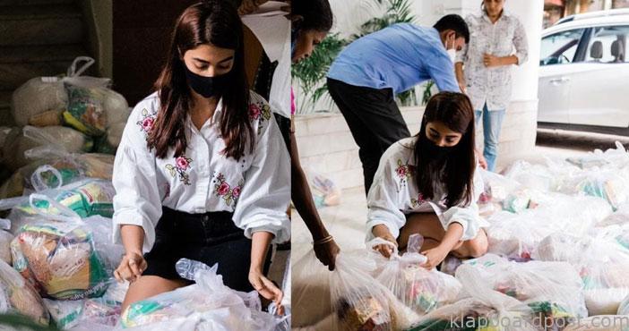 100 పేద కుటుంబాలకి పూజా హెగ్డే సాయం 1 Pooja Hegde arranges one mo