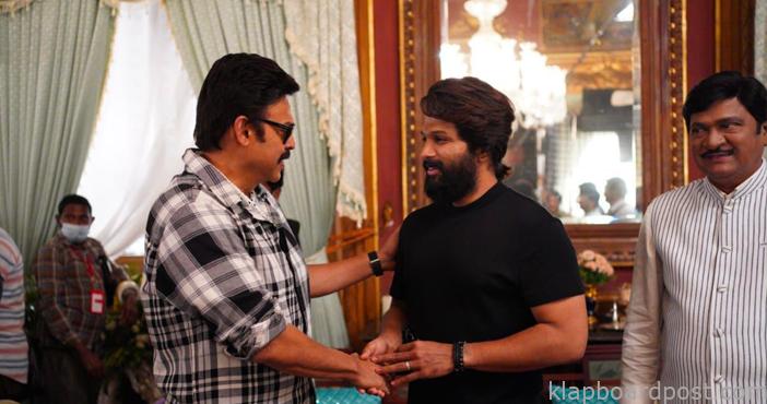 Allu Arjun Visits The Sets Of Venkatesh, Varun Tej F3