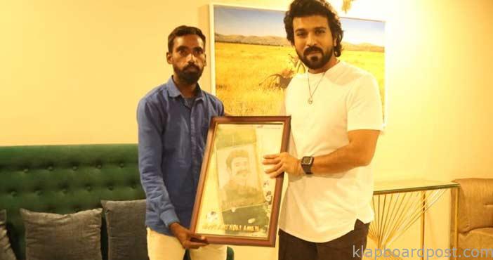 తన పొలంలో పండించిన ధాన్యంతో రామ్ చరణ్ బొమ్మ గీసిన ఓ అభిమాని...వైరల్ 1 Fan of charan makes an art
