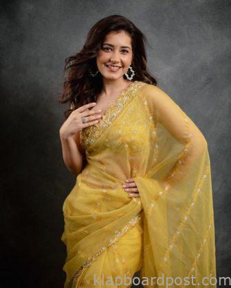 Raashi Khanna Looks Stunning in Yellow Saree 1