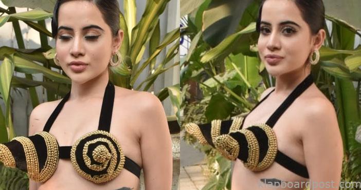 Urfi Javed creates a stutter in her cone shaped body revealing dress