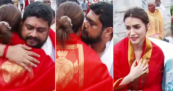Om Raut kisses Kriti in Tirumala netizens get furious