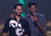 Vishal’s bonding with actor Nithiin during Mark Antony’s event Vishal basking in brother bonding with actor Nithiin during Mark Antony's event